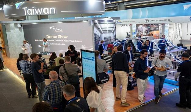The Taiwan Pavilion features a Digital Zone, business matchmaking areas, and an immersive concept car, complemented by product launches and live displ