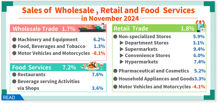 Sales of Wholesale, Retail and Food Services in November 2024