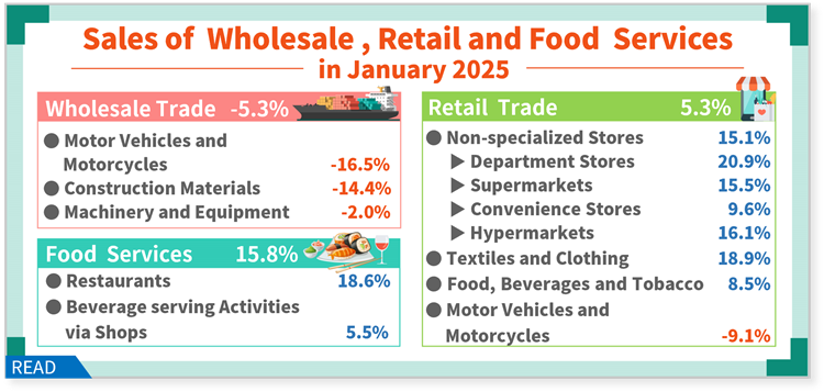 Sales of Wholesale, Retail and Food Services in January 2025