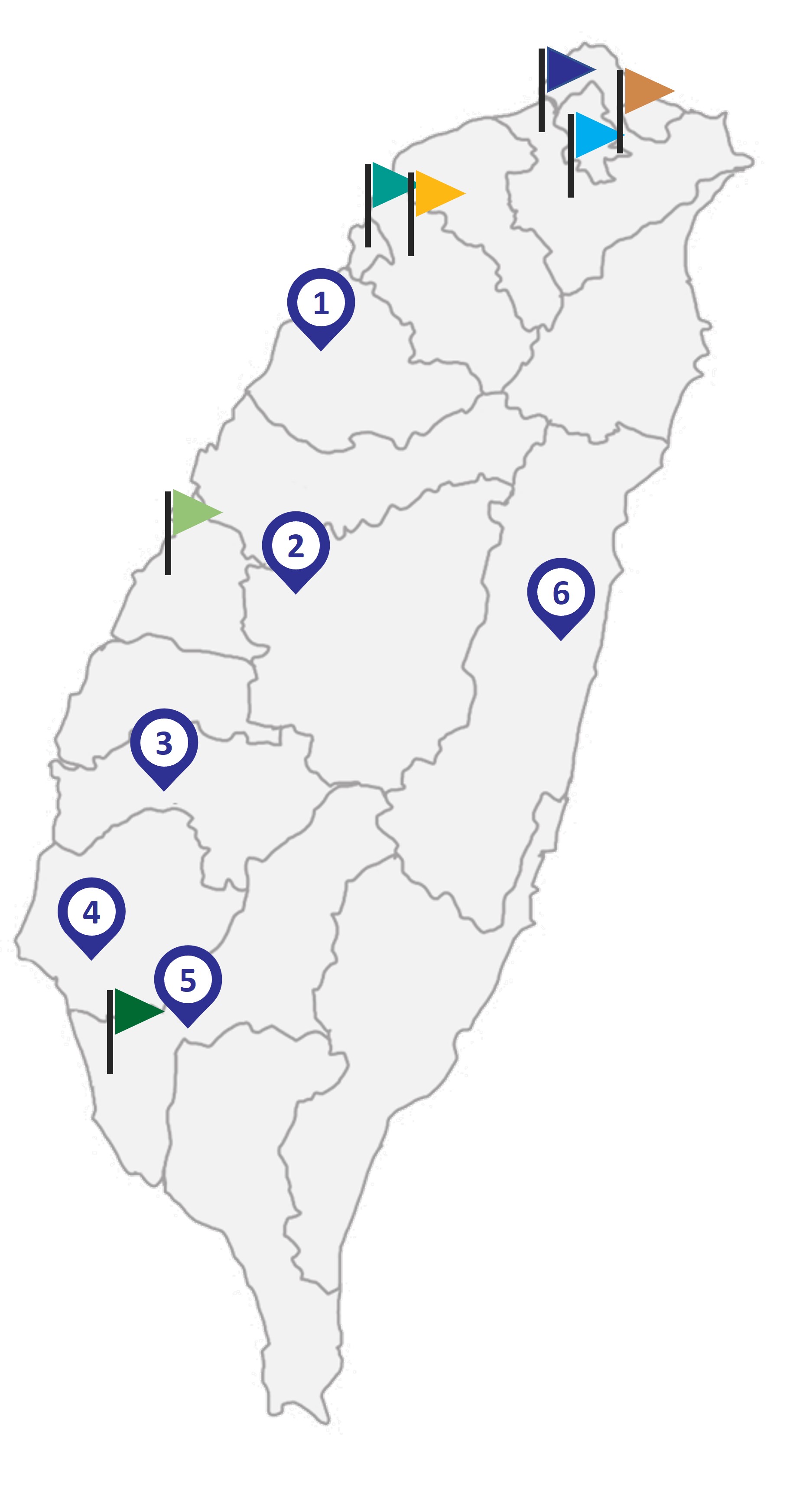 八大法人機構與各地產業創新研發聚落分布地圖