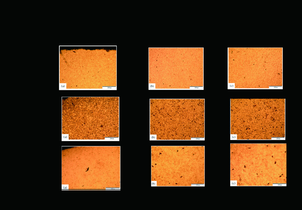 低碳鋼鋼材S15C經SQ-1501淬火液的淬火處理不同位置之金相觀察